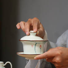 130ml Hand Painted Lotus Flower Tea Tureen Chinese Gaiwan Ceramic Kung Fu Tea Bowl Teacup Teapots Tea Ceremony Accessories Decor 2024 - buy cheap