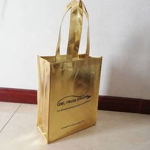 1000pcs/lot Custom Gold Reusable Shopping Bags with Logo Printed Eco Foldable Tote Trade Show Advertised Store Bag 2024 - buy cheap