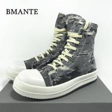 Bmante Men Shoes Canvas Denim Lace Up Trainers Male Sneakers Dark Gothic High Street Men's Sneakers Owen Luxury Genuine Leather 2024 - buy cheap