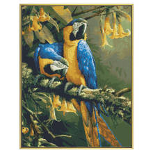 Parrot on The Branch Counted Cross Stitch Patterns Kits Unprinted Canvas Embroidery Sets 11 14CT DIY Needlework Craft Home Decor 2024 - buy cheap