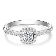 Женское кольцо из белого золота 14K Au585, обручальные вечерние кольца с 4 когтями и круглыми бриллиантами 2024 - купить недорого
