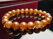 Natural Copper Hair Rutilated Quartz Crystal Beads Bracelet 10mm AAA 2024 - buy cheap