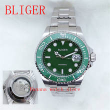 BLIGER-reloj con movimiento automático para hombre, lupa de fecha NH35/MIYOTA, cristal de zafiro, esfera verde, cerámica, 43mm 2024 - compra barato