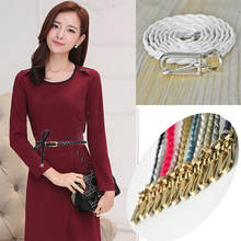 Black Slim PU Leather Belt Pin Buckle Thin Belts Ladies Braided Soft Waist Rope Chain For Women Dress Multi-Color Bg-407 2024 - buy cheap