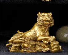 Pure copper zodiac tiger money tiger home living room office feng shui decoration 2024 - buy cheap