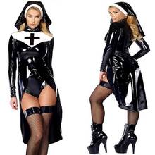 Disfraz de seductor de piel sintética de PVC para mujer, disfraz de monja Wetlook, para Halloween, S-XXL 2024 - compra barato