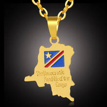 Fashion African Necklace The Democratic Republic of The Congo Map Pendant Necklace for Women Long Chain Gold Color Map Jewelry 2024 - buy cheap