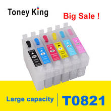 Toney King T0821 Refillable Ink Cartridge For Epson Stylus Photo T50 R290 R295 R390 RX590 RX610 RX615 RX690 1410 TX650 Printer 2024 - buy cheap
