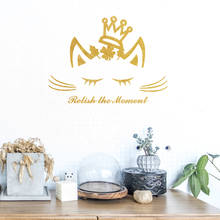 Cat with golden crown Wall sticker home decoration mural living room Sofa background bedroom wallpaper PVC Creative stickers 2024 - купить недорого
