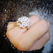 MOONROCY-anillos de cristal de Color oro rosa para mujer y niña, sortija de fiesta con flor hipérbole, regalo para niña, joyería al por mayor 2024 - compra barato