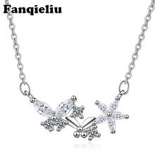 Fanqieliu Transparent Crystal Flower Butterfly Pendants 925 Sterling Silver Necklace For Women Trendy Pendant Necklace FQL20275 2024 - buy cheap