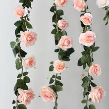Guirnalda de flores artificiales de seda para decoración del hogar, guirnalda colgante de Hiedra y vid de 180cm, con tacto Real, con hojas 2024 - compra barato