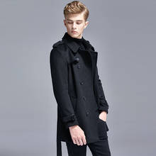 Abrigo de lana para hombre, gabardina larga ajustada de estilo coreano, chaqueta de lana de Cachemira de doble botonadura, 5XL, 6XL, Invierno 2024 - compra barato