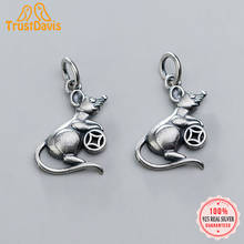 TrustDavis  Real 925 Sterling Thai Silver Fashion Cute Sweet Mouse Coin Charm Pendant Handmade DIY Accessories Wholesale DZ175 2024 - buy cheap