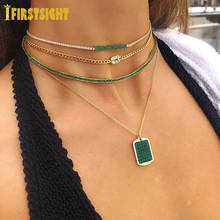 Bezel setting baguette 4MM cubic zirconia tennis cz choker necklace 30+10cm extend chain rainbow green cz chocker for women 2024 - buy cheap