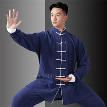Conjunto de roupa para artes marciais tai chi, uniforme adulto de linho para homens e mulheres roupas de treinamento para kung fu 2024 - compre barato