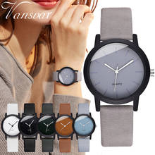 Relógio feminino vansvar, relógio de quartzo com pulseira de couro, design simples, para mulheres 2024 - compre barato