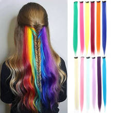 Extensão de cabelo de arco-íris, 24 peças, 22 maneiras, cabelo liso e colorido, clip em cor sintética, festa de cabelo para mulheres, crianças, meninas 2024 - compre barato