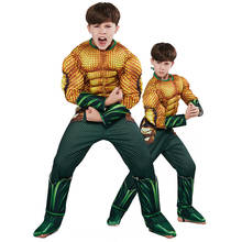 Nuevo disfraz de Aquaman chico oro Aquaman músculo Cosplay Mono para niños superhéroe trajes para niños de Halloween ropa para chico 2024 - compra barato