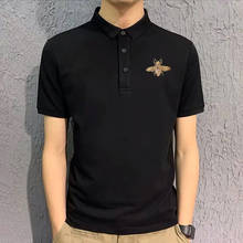 Simple Men's Black White Short Sleeve POLO Shirt Anti-Pilling Slim Comfortable Fitness Summer Lapel Design Hot Rhinestone Patter 2024 - buy cheap