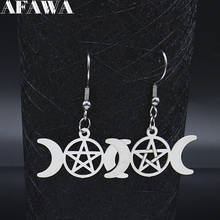 Witchcraft Sun Moon Pentagram Stainless Steel Earring for Women Silver Color Drop Earrings Jewelry pendientes acero E1594S01 2024 - buy cheap