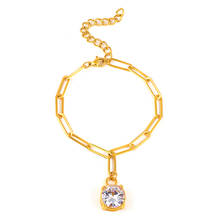 Moda de aço inoxidável brilhante charme cristal zircon pulseiras para mulheres meninas diamante festa casamento corrente link pulseiras jóias 2024 - compre barato