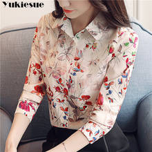 Elegant printed Women Shirt Spring Autumn Ladies Solid Long Sleeve Chiffon Shirts womens Casual Blouses Vintage Tops Blusas 2024 - buy cheap