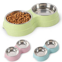 Double Pet Bowls Dog Food Water Feeder Stainless Steel Pet Drinking Dish Feeder Cat Puppy Feeding Supplies Small Dog Accessories 2024 - buy cheap