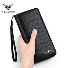 WILLIAMPOLO's new RFID men's wallet men's long high-end crocodile leather multi-card large-capacity bank card set multifunctiona 2024 - buy cheap