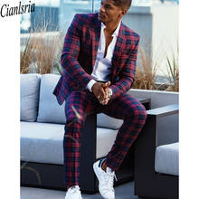 Plaid Mens Suit Blazer Jacket Men Tuxedos Wedding Suits 2 Piece Prom Suits Slim Fit Costume Mariage Homme Coat Pant 2024 - buy cheap