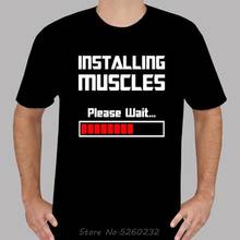 Camiseta com gráfico masculina, camiseta engraçada com mangas curtas e instalação de músculos 2024 - compre barato