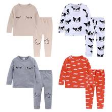 Roupa infantil de manga comprida, pijama casual com desenho animado para meninas e crianças, conjunto com 2 peças 2024 - compre barato