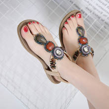 Women casual sandals 2022 hot summer ethnic shoes woman fashion string bead sandals women shoes elastic bandsandals women 2024 - buy cheap