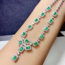 Natural And Real Emerald Pendant Solid S925 Sterling Silver Emerald necklace For Women Colour Gem Stone 2024 - buy cheap