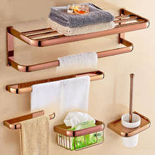 Accesorios de baño cuadrados de latón, soporte de papel higiénico montado en la pared, estante de toalla, Color oro rosa 2024 - compra barato