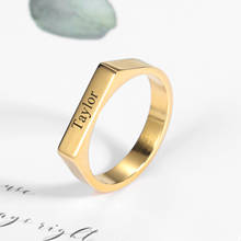 Anillo con nombre personalizado para mujer y hombre, sortija de oro rosa, sortija de boda personalizada para fiesta, joyería de acero inoxidable 2024 - compra barato