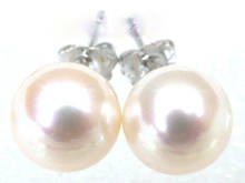 Pendiente de perla akoya blanca redonda, oro sólido 14K/20, 8,5mm, AAA +++ 2024 - compra barato
