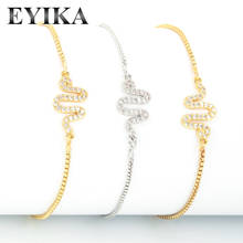 EYIKA Delicate Simple Gold Silver Color Snake Bracelet Full Cubic Zirconia Pull-out Serpent Pulseras Mujer Charm Woman Jewelry 2024 - buy cheap