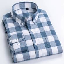 Camisas xadrez masculinas oxford, de alta qualidade, tamanho grande, 8xl, 7xg, manga longa, de algodão, listrado, camisa casual justa, roupas 2024 - compre barato
