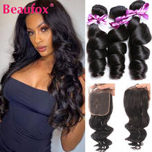 Beaufox Malaysian Loose Wave Bundles With Closure 100% Human Hair Weave 3 Bundles With Closure Remy Hair Closure With Bundles 2024 - buy cheap