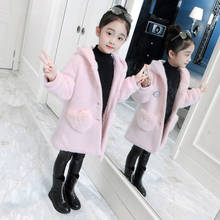 Jaqueta 2 cores para meninas, casaco quente com capuz para crianças de 3 a 12 anos, outono e inverno 2024 - compre barato