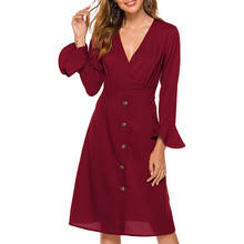 Pdfmily 3 Colors Casual Dress 2019 Winter Autumn Women Sexy Solid Deep V-Neck Butterfly Sleeve Modern Stylish Midi Ladies Dress 2024 - buy cheap