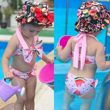 Traje de baño para niña recién nacida, conjunto de Bikini con lazo, bañador de 2 piezas con cuello Halter, trajes de frutas, ropa de playa, traje de baño 2020 2024 - compra barato