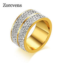 KOtik Gold-Color Stainless Steel CZ Wedding Ring for Women 2024 - buy cheap