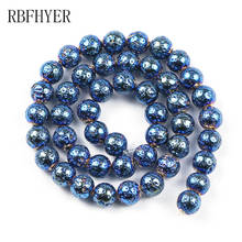 RBFHYER sapphire Natural Blue Lava volcanics loose beads Round Ball for Jewelry Making DIY charm Bracelet Necklace Accessories 2024 - buy cheap