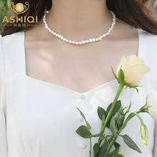 ASHIQI Natural Freshwater Pearl Baroque Necklace 925 Sterling Silver Pearl Necklace Wedding Jewelry Women 2024 - buy cheap