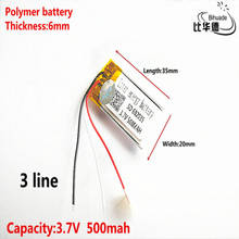 3 line Good Qulity 3.7V,500mAH,602035 Polymer lithium ion / Li-ion battery for TOY,POWER BANK,GPS,mp3,mp4 2024 - buy cheap