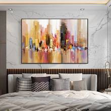 Abstract City Building Oil Painting on Canvas Wall Art Posters and Prints Night Scene Decorative Pictures Cuadros Home Decor 2024 - buy cheap