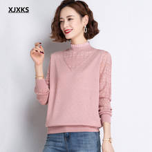Xjxks suéter feminino de gola alta, pulôver feminino fino de lã, confortável, primavera e outono, 2021 2024 - compre barato