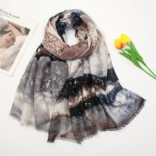 Винтажный Модный шарф Laven с рисунком, женские зимние теплые шарфы с кисточками с рисунком, дизайнерские роскошные длинные шарфы с рисунком, шаль, бандана 2024 - купить недорого